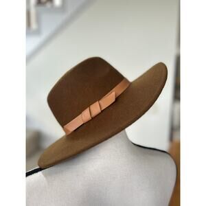 Brown Wool Faux Leather Trim Cowboy Hat (22 inch interior circumference)